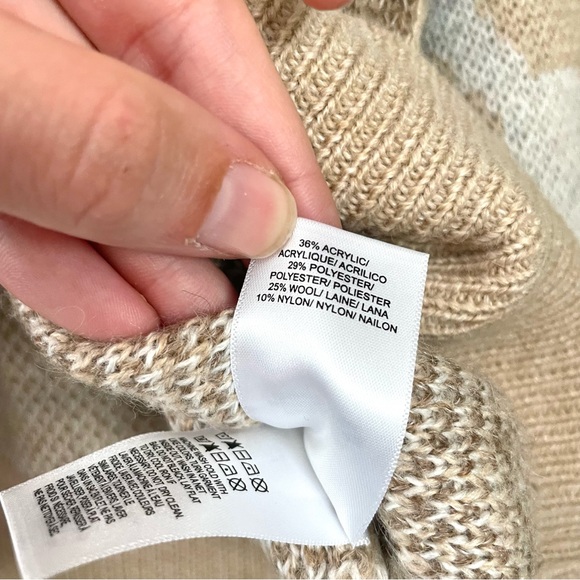 Lucky Brand Boxy Camouflage Print Knit Cardigan Sweater Tan Size Medium - Picture 8 of 8